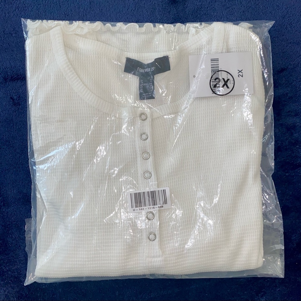 Forever 21 White Henley Top Plus Size